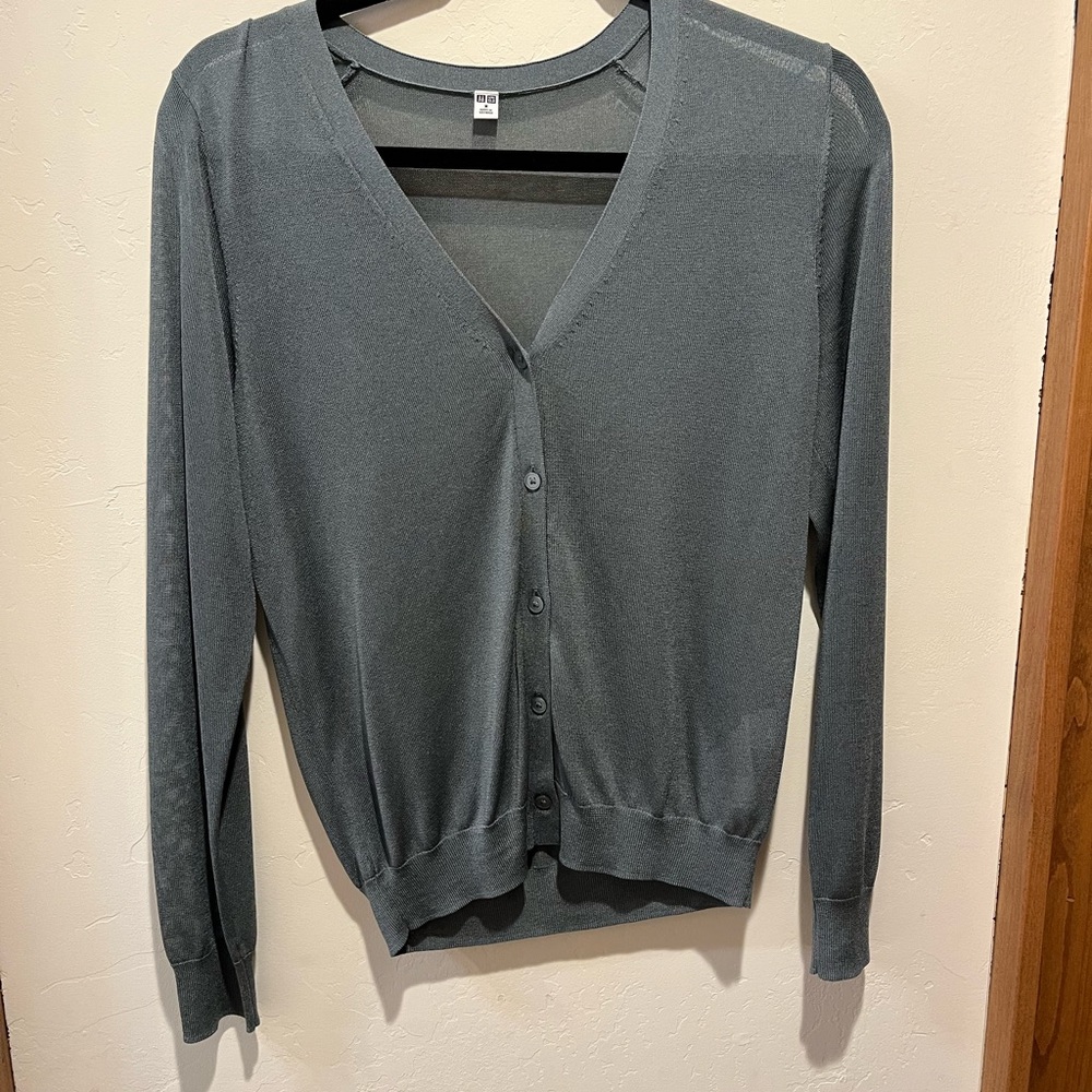 Uniqlo Gray/Green Sheer Cardigan